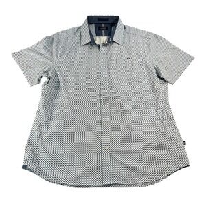 7Diamonds Mens 4-Way Stretch Short Sleeve Geometric Print Shirt Large White